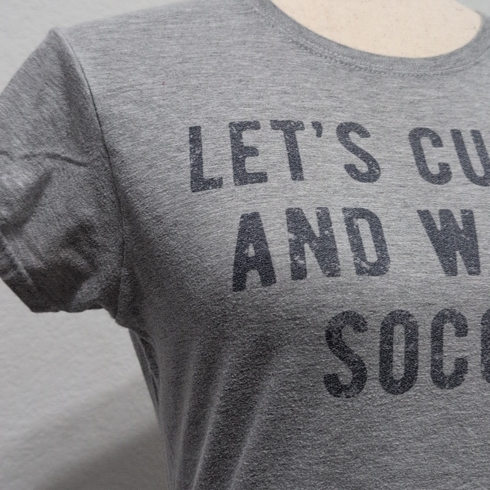 Let's Cuddle And Watch Soccer Graphic T-shirt Size Small - Picture 2 of 9